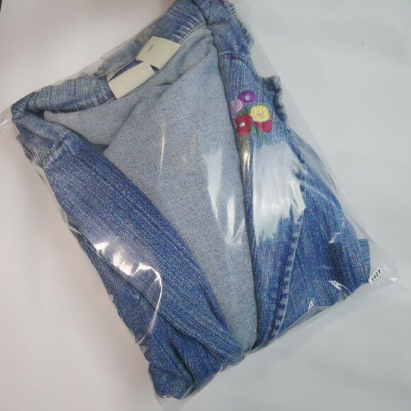 ST JOHNS BAY Womens Size 1X Denim Stretch Button Mid-Length Jacket Embroidered - Picture 13 of 15